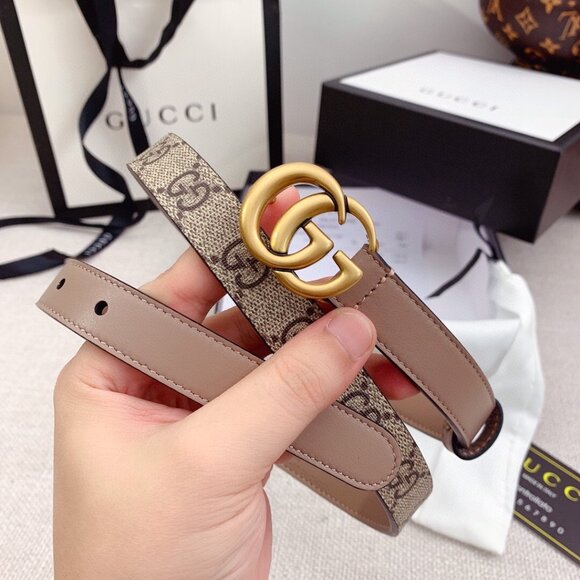 2 cm Gucci Monogram Fashion Double G Buckle GG Belt Tan 90/36 - Picture 4 of 9